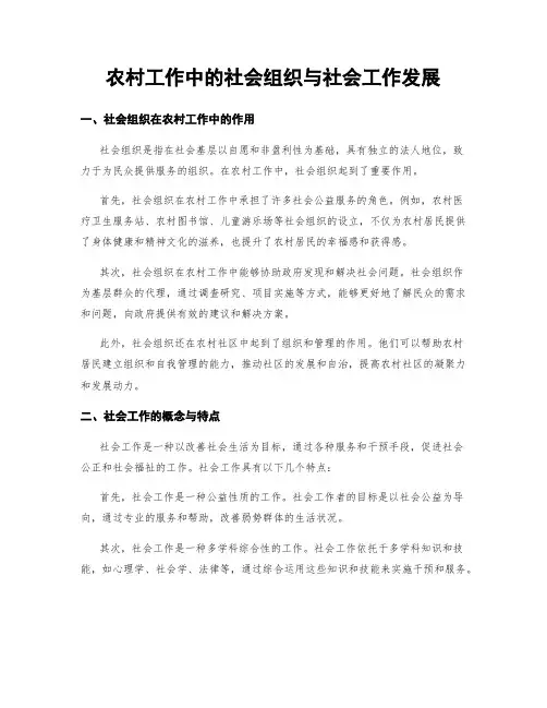 农村工作中的社会组织与社会工作发展