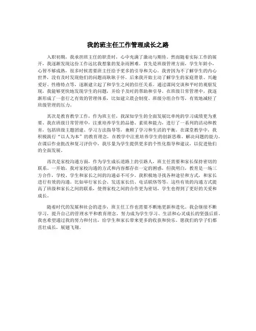 我的班主任工作管理成长之路