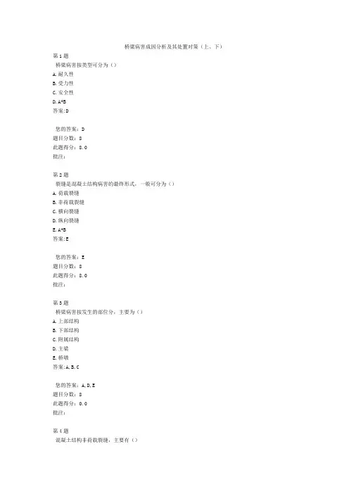 桥梁病害成因分析及其处置对策(上、下)