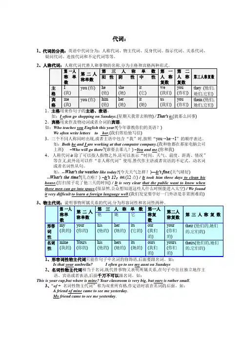 初中英语代词 用法
