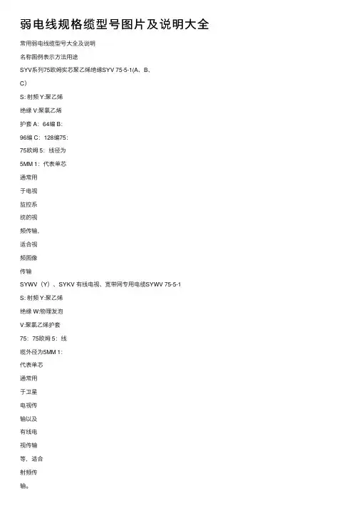 弱电线规格缆型号图片及说明大全