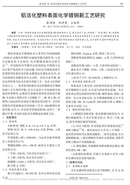 铝活化塑料表面化学镀铜新工艺研究