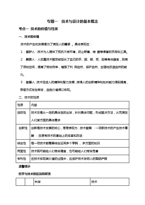 高中通用技术复习提纲