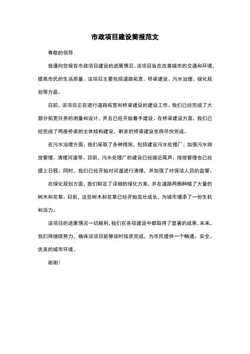 市政项目建设简报范文