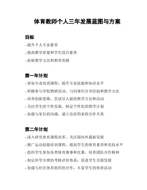 体育教师个人三年发展蓝图与方案