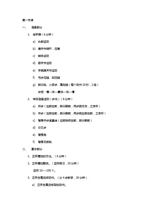初级-羽毛球训练计划