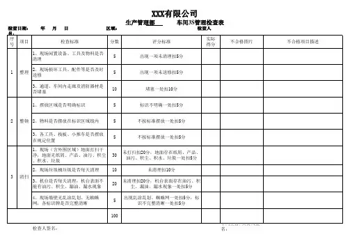 生产部3S管理检查表