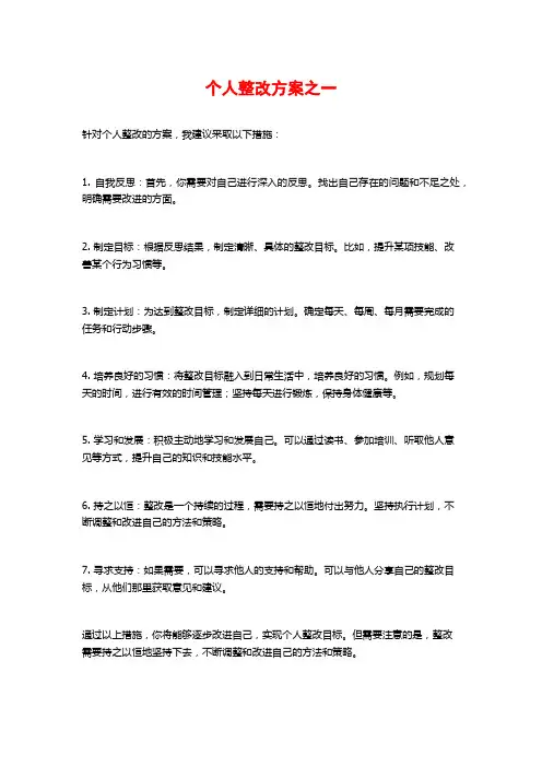 个人整改方案之一