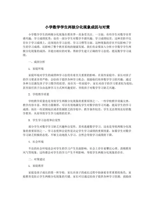 小学数学学生两极分化现象成因与对策