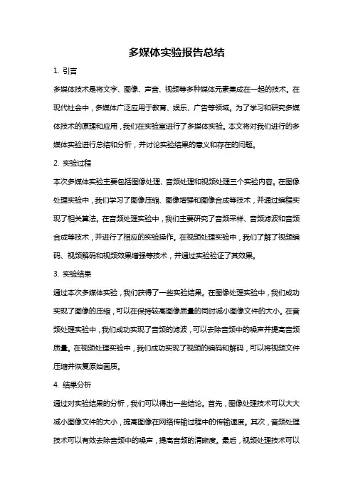 多媒体实验报告总结