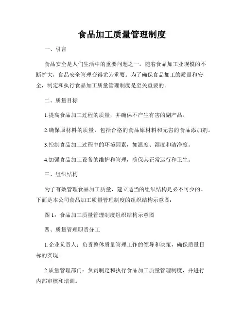 食品加工质量管理制度