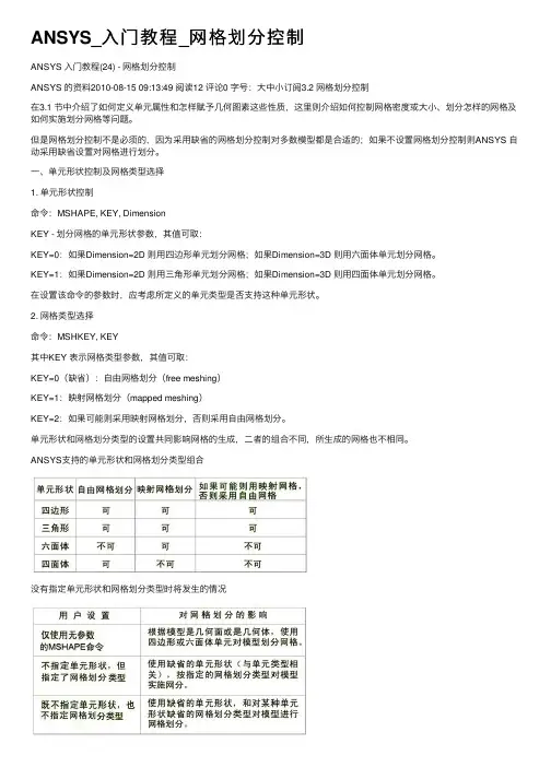 ANSYS_入门教程_网格划分控制