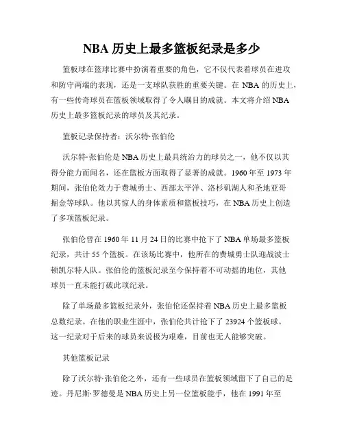 NBA历史上最多篮板纪录是多少