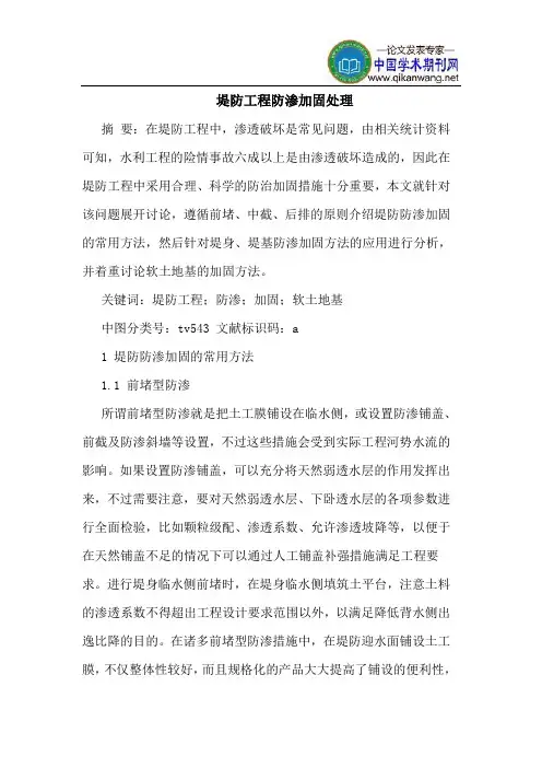 堤防工程防渗加固处理