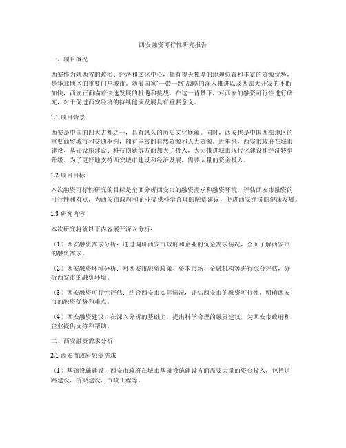 西安融资可行性研究报告