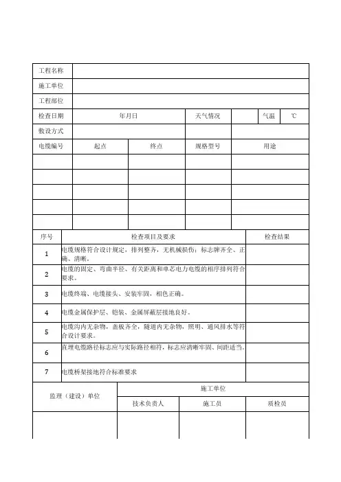 电缆敷设检查记录表