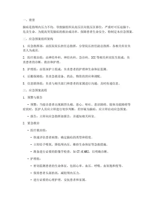 突发脑疝应急预案脚本