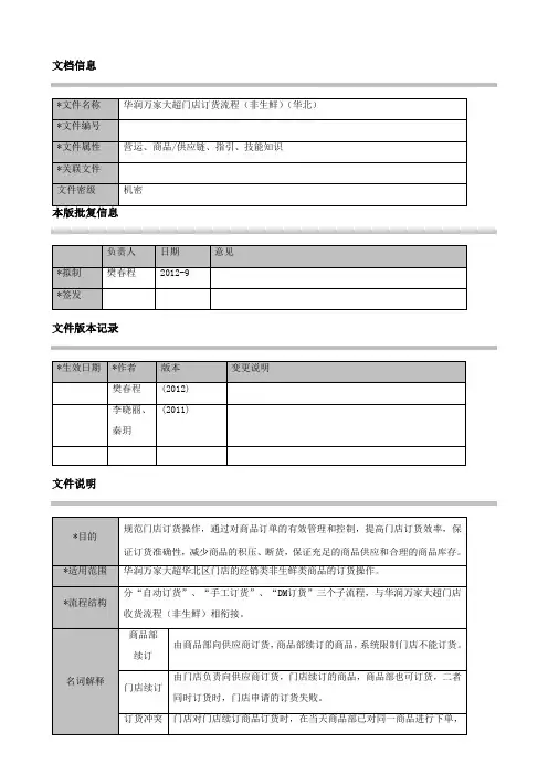 华润万家大超门店订货流程