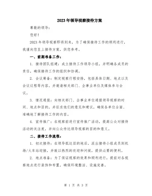 2023年领导视察接待方案
