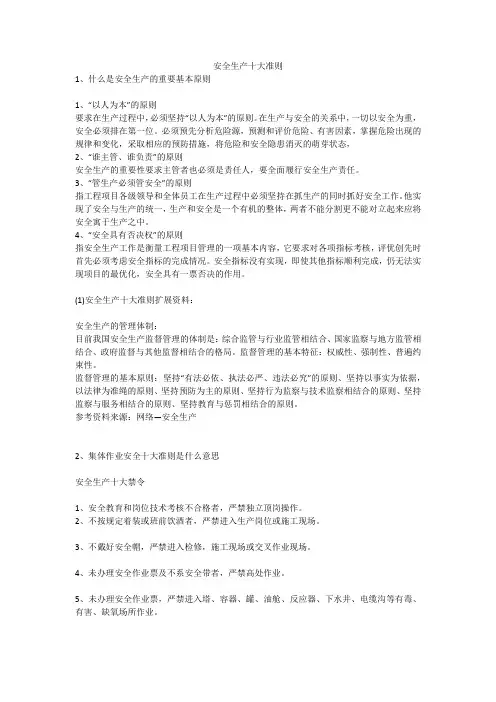 安全生产十大准则安全生产