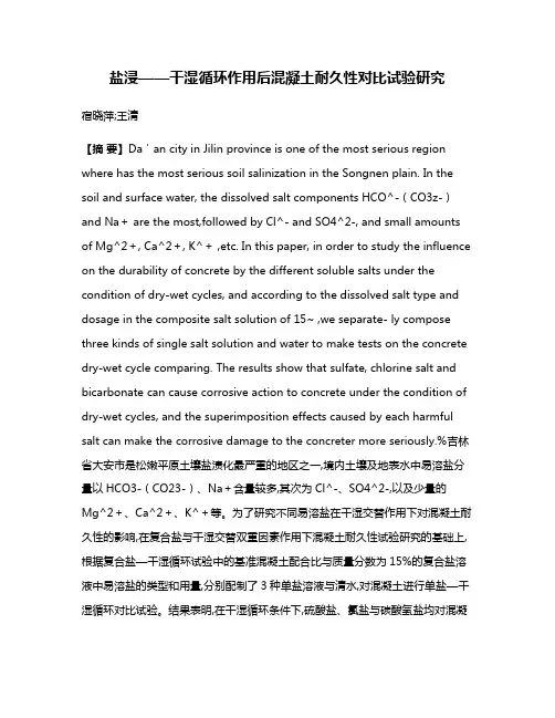 盐浸——干湿循环作用后混凝土耐久性对比试验研究
