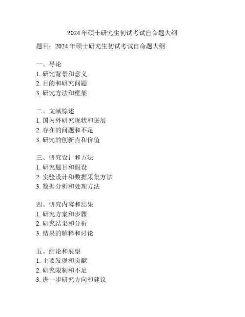 2024年硕士研究生初试考试自命题大纲