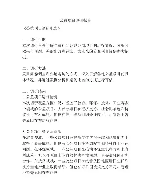 公益项目调研报告