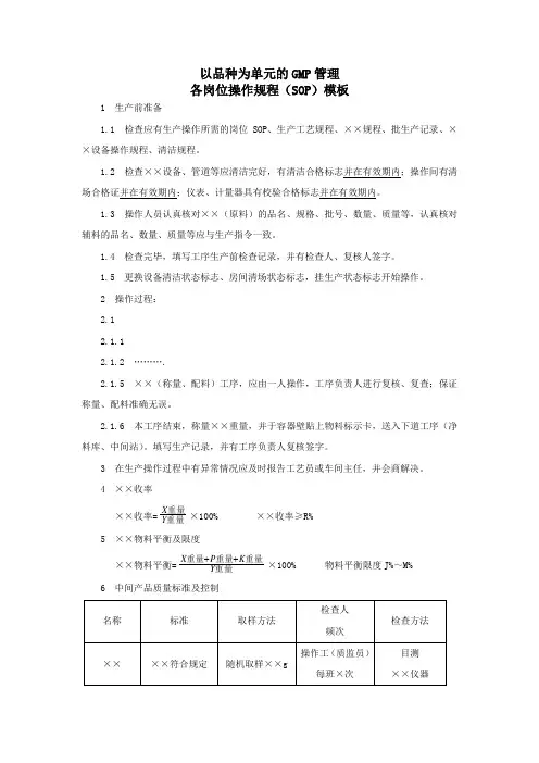 岗位SOP模板