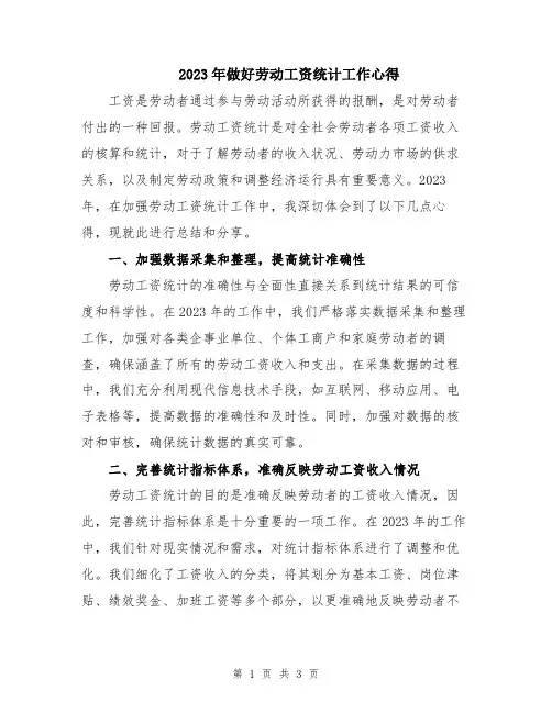 2023年做好劳动工资统计工作心得 