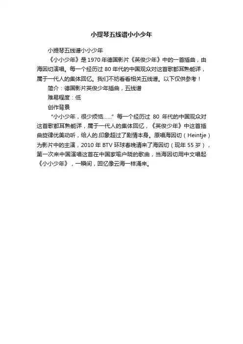 小提琴五线谱小小少年