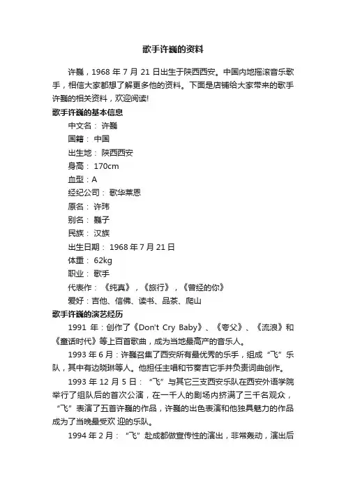 歌手许巍的资料
