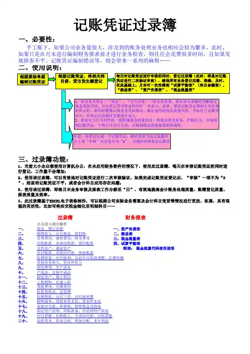 【实用表格模板】(记账凭证)过录簿-手工账必备