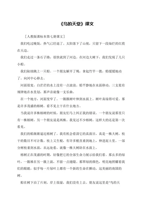 《鸟的天堂》课文
