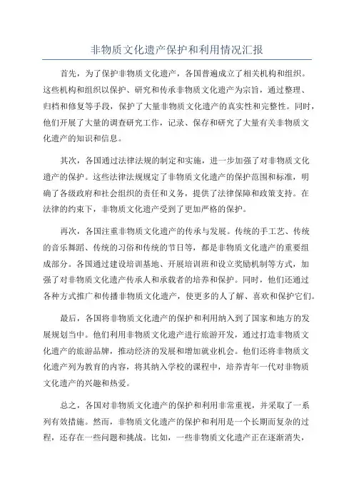 非物质文化遗产保护和利用情况汇报