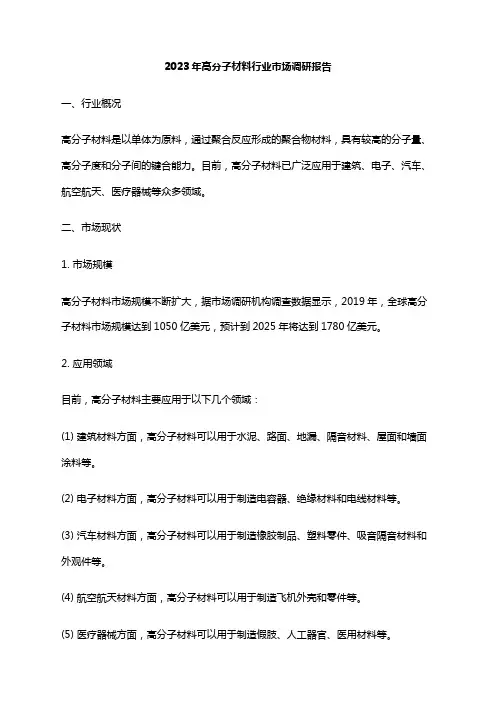 2023年高分子材料行业市场调研报告