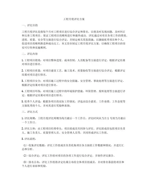 工程月度评比方案