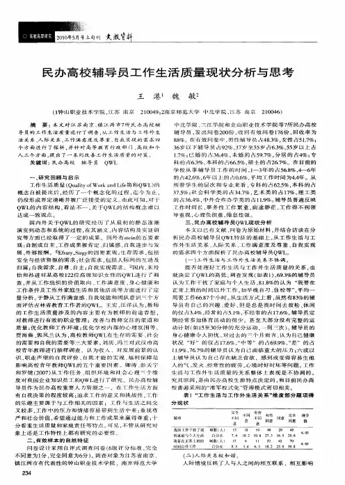 民办高校辅导员工作生活质量现状分析与思考