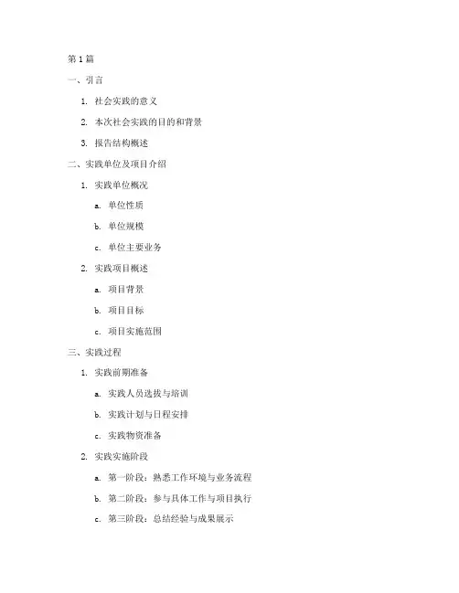 社会实践报告的提纲(2篇)