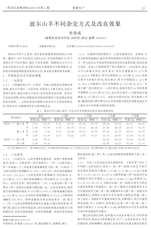 波尔山羊不同杂交方式及改良效果