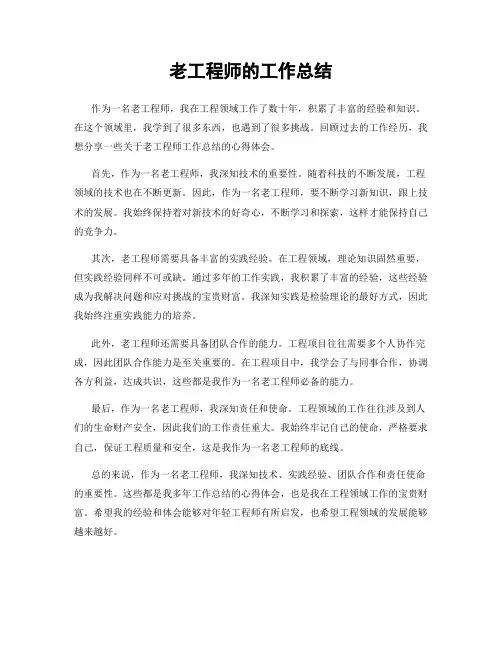 老工程师的工作总结