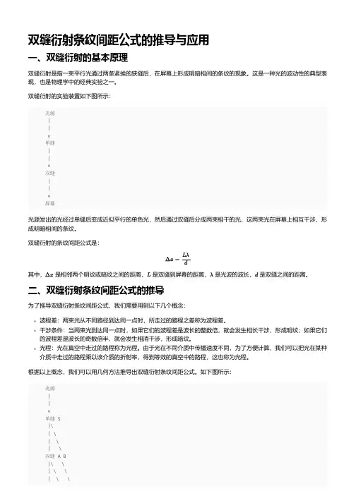 双缝衍射条纹间距公式