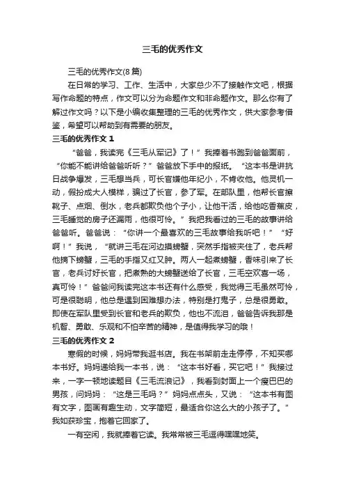 三毛的优秀作文