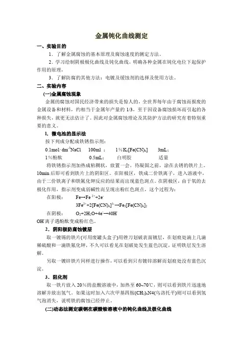 金属钝化曲线测定