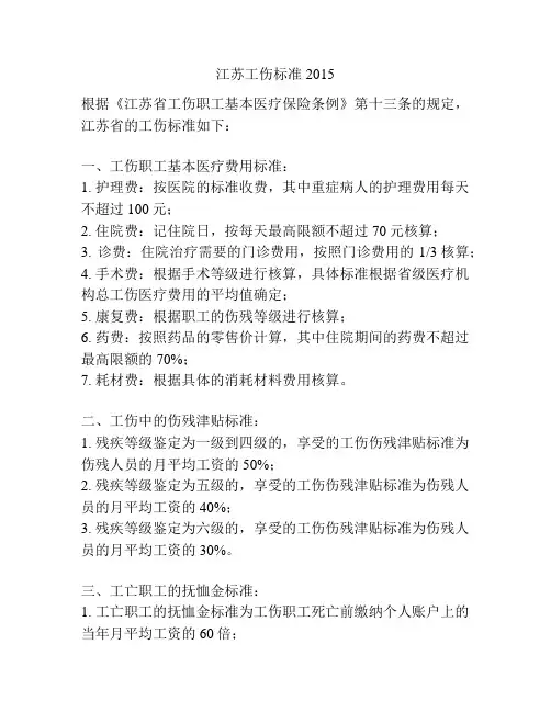 江苏工伤标准2015