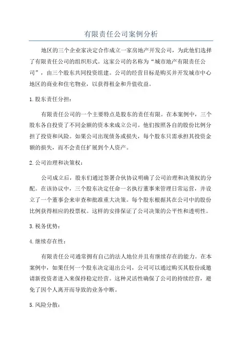 有限责任公司案例分析