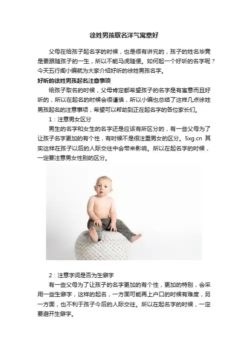 徐姓男孩取名洋气寓意好