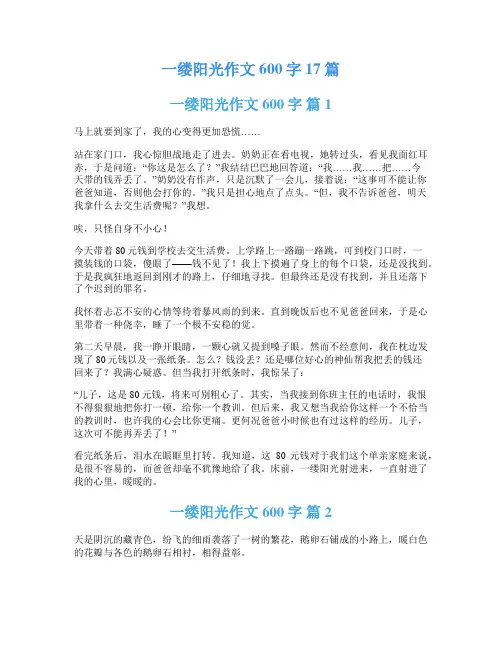 一缕阳光作文600字17篇