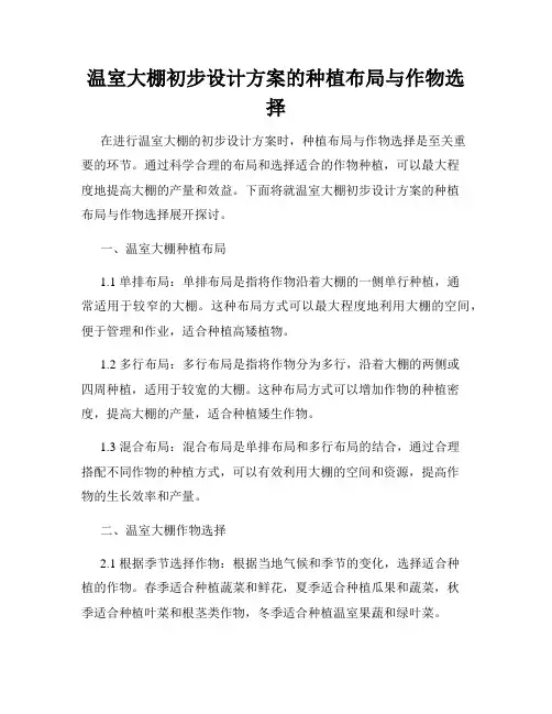 温室大棚初步设计方案的种植布局与作物选择