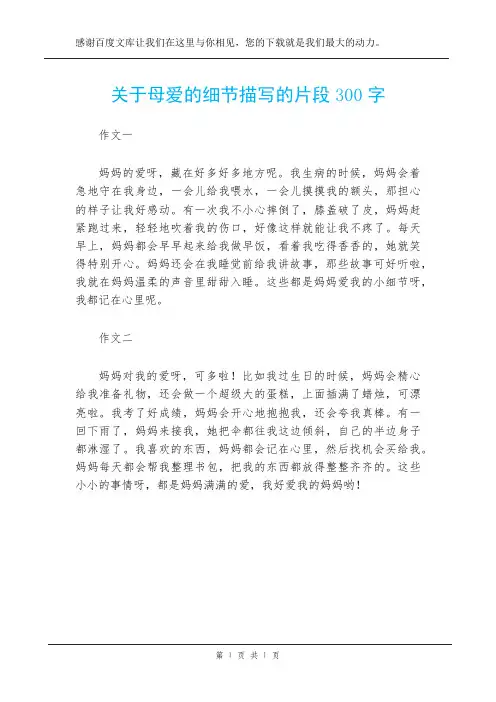 关于母爱的细节描写的片段300字