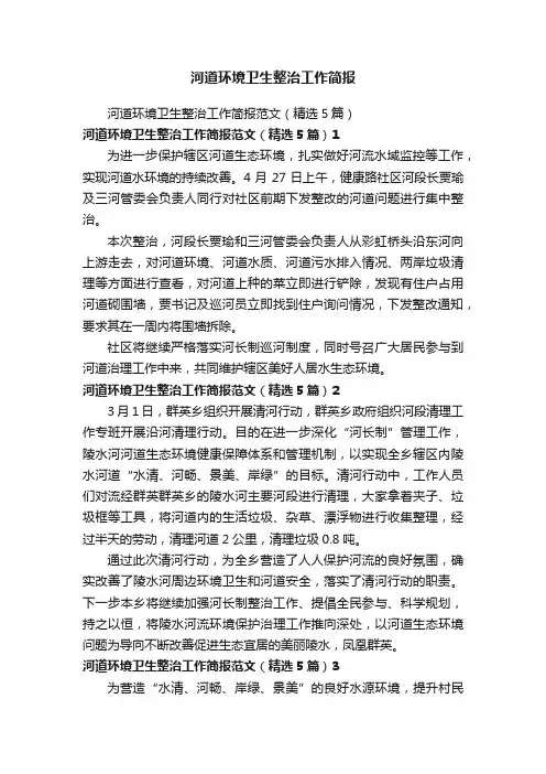 河道环境卫生整治工作简报